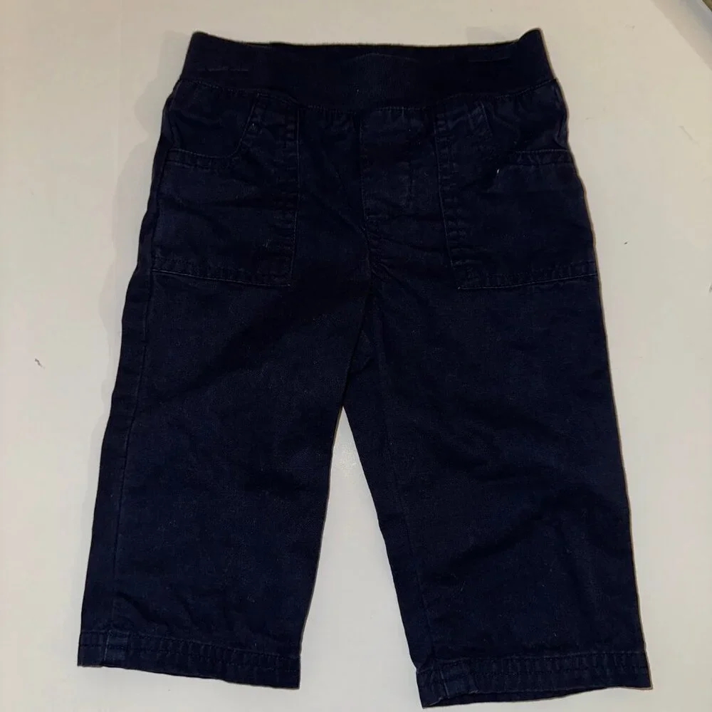 CHAPS Baby Boys 9M Shirt/Pants Set Navy Pants & blue/red plaid Shirt